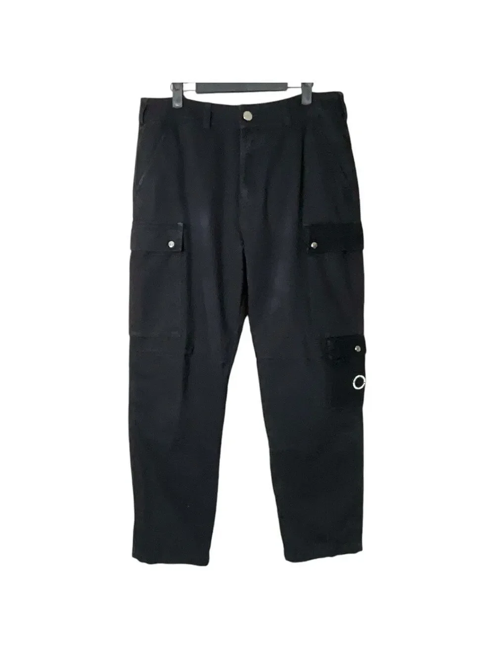 MAISON COTERIE 100% Cotton Black Cargo Denim Jeans Adjustable Hems Multi-Pocket - Picture 3 of 12